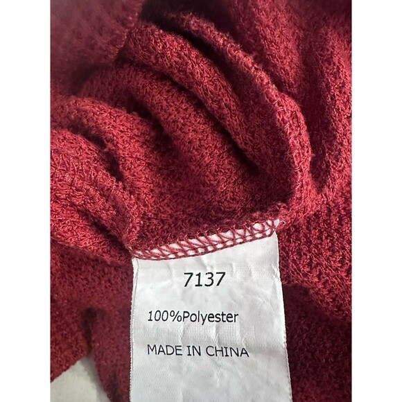 Waffle Knit 2-Piece Pajama Set Womens Medium Red Lounge Cozy Warm Stretch Comfy - Picture 12 of 13